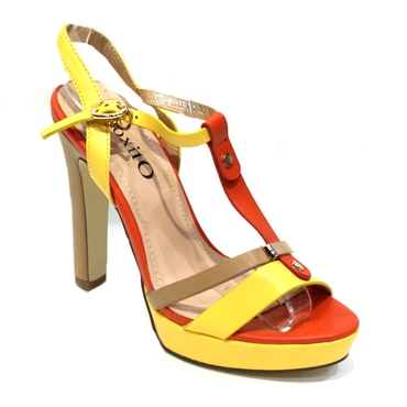 Туфли женские E76-N1185-оранжево-жётый-бежевый