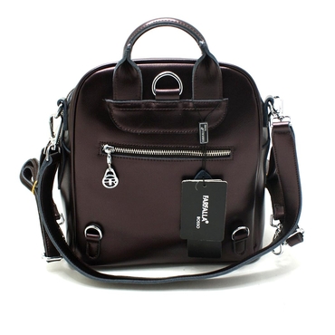 Сумка-рюкзак женская 2856-бордовый с серебром нат.кожа — фото 3