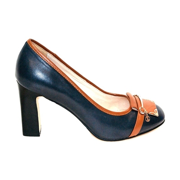 Туфли женские  E106B-01-сине-коричневый — фото 2