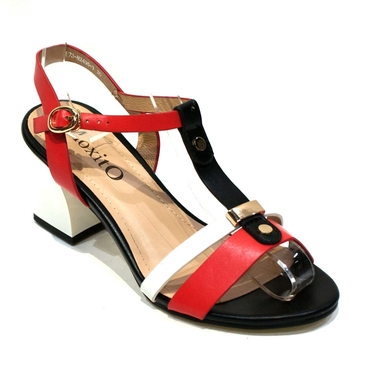 Туфли женские E73-N2495-бело-чёрный-красный