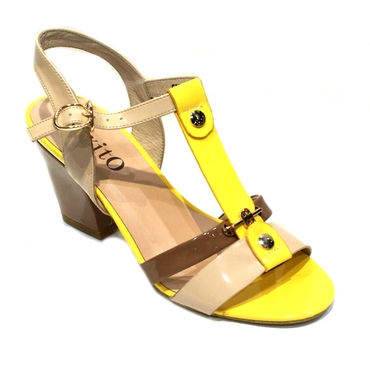 Туфли женские 5607-L709-кораллово-желто-бежевый