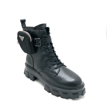 Ботинки женские WX216-1-черный нат. кожа